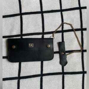 Vintage Black Leather Clutch